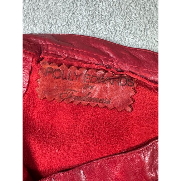 Vintage Polly Edwards By Tendances Red Genuine Leather Womens High-Waisted Pants - Picture 10 of 10